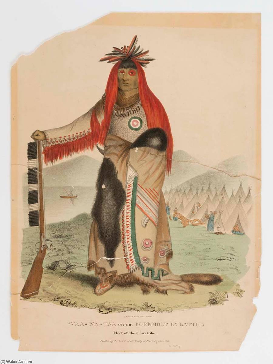 WikiOO.org - Encyclopedia of Fine Arts - Lukisan, Artwork James Otto Lewis - Waa na taa, Foremost in Battle, Chief of the Sioux Tribe