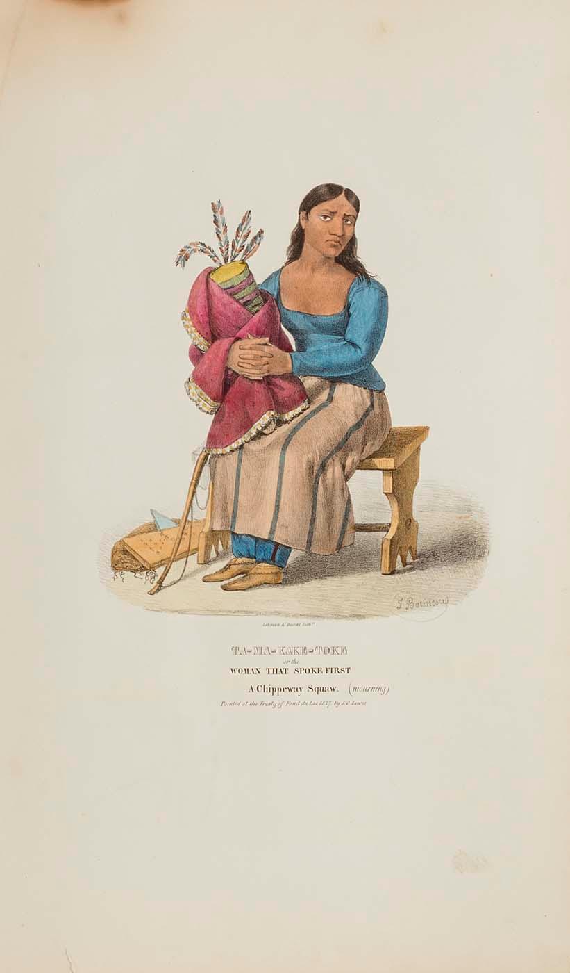 Wikioo.org - The Encyclopedia of Fine Arts - Painting, Artwork by James Otto Lewis - TA MA KAKE TOKE or the Woman that Spoke First A Chippeway Squaw (mourning), from The Aboriginal Portfolio