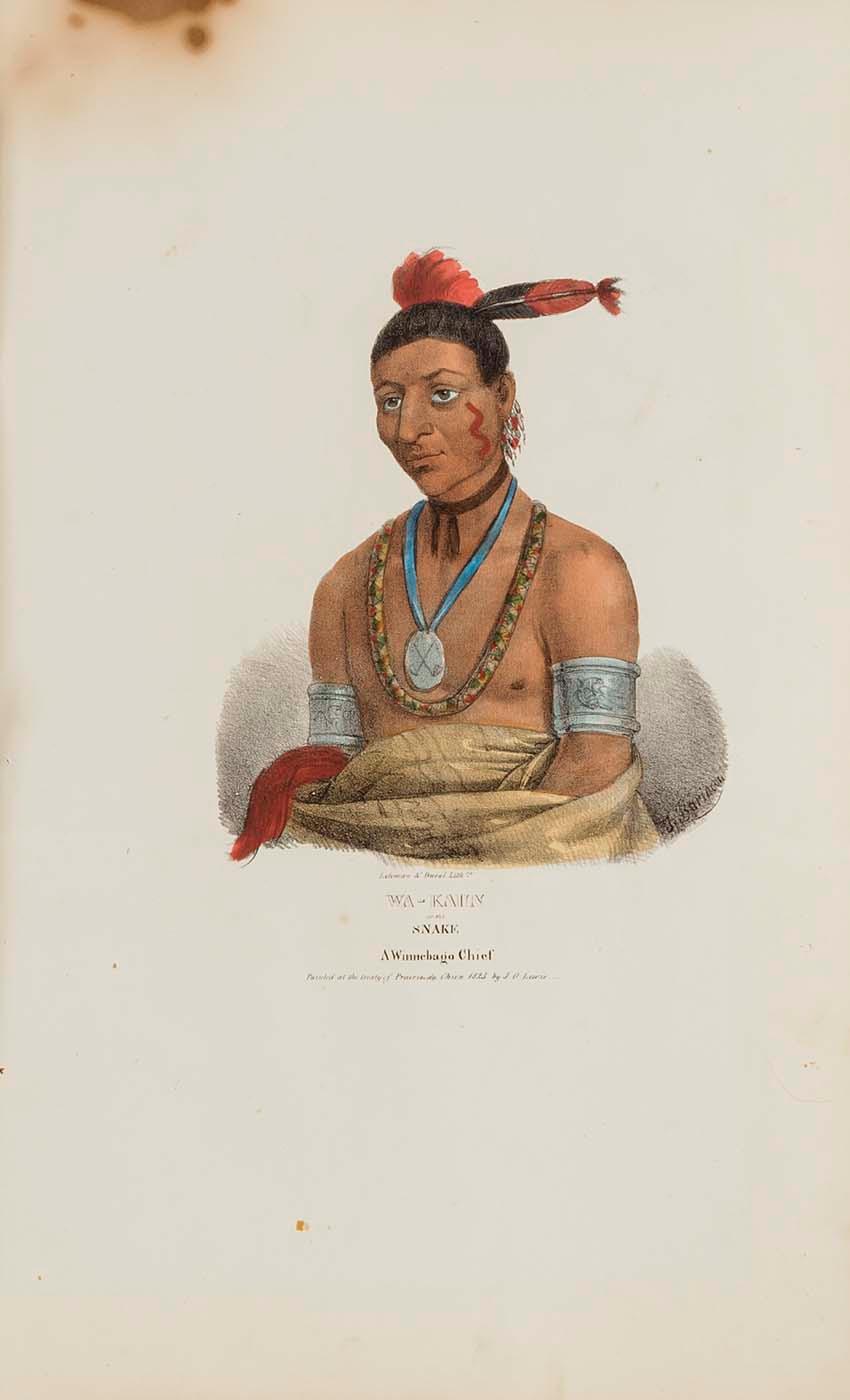 Wikioo.org - The Encyclopedia of Fine Arts - Painting, Artwork by James Otto Lewis - WA KAUN or the Snake A Winnebago Chief, from The Aboriginal Portfolio