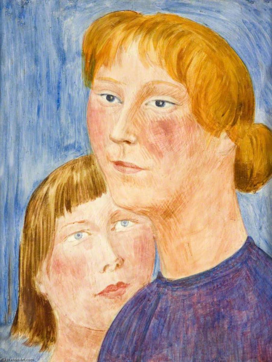 WikiOO.org - Encyclopedia of Fine Arts - Maalaus, taideteos Augustus Edwin John - Heads of Two Women