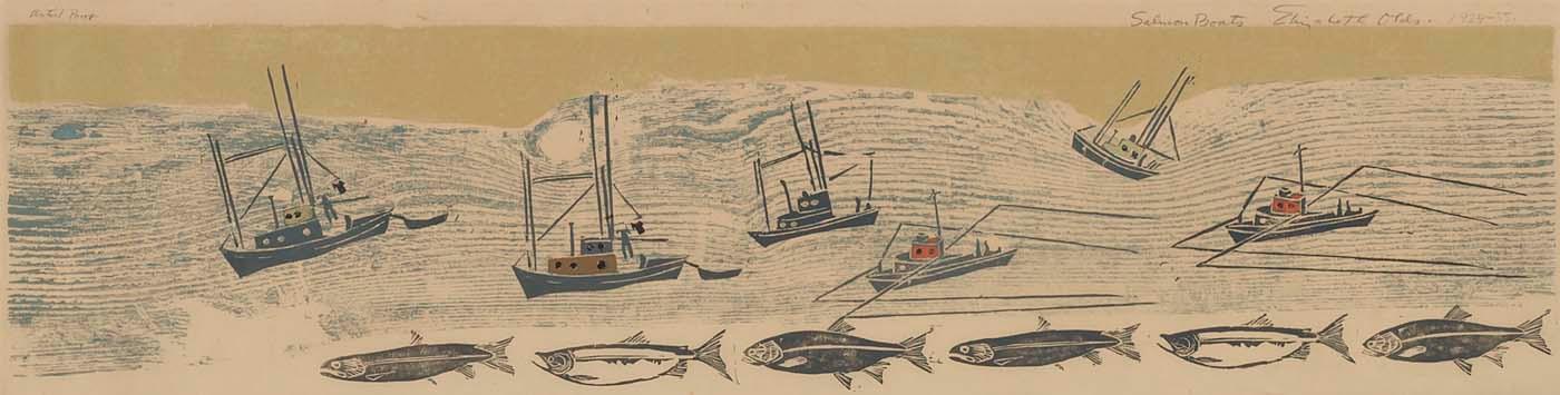 Wikioo.org - The Encyclopedia of Fine Arts - Painting, Artwork by Elizabeth Olds - Salmon Boats
