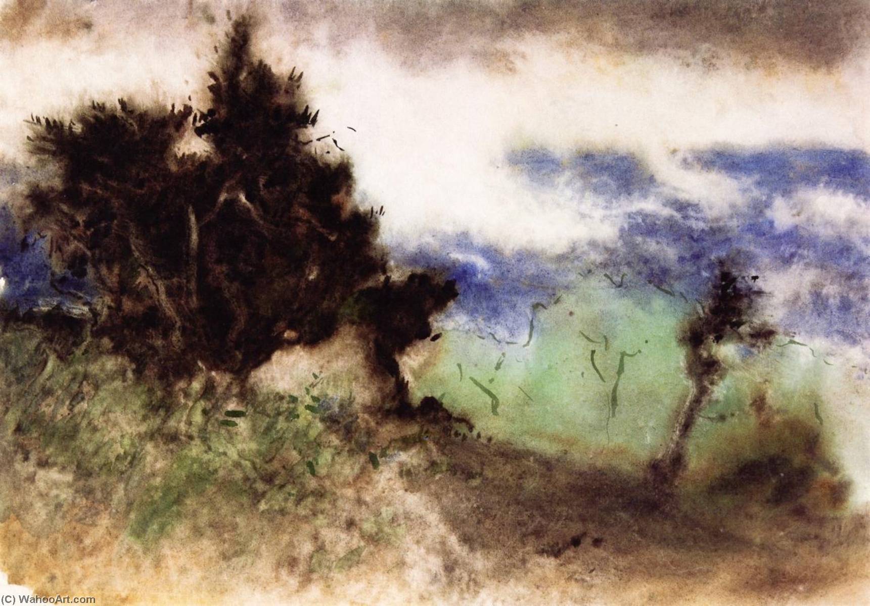 Wikioo.org - The Encyclopedia of Fine Arts - Painting, Artwork by Elliott Daingerfield - Landscape with Green Mountain