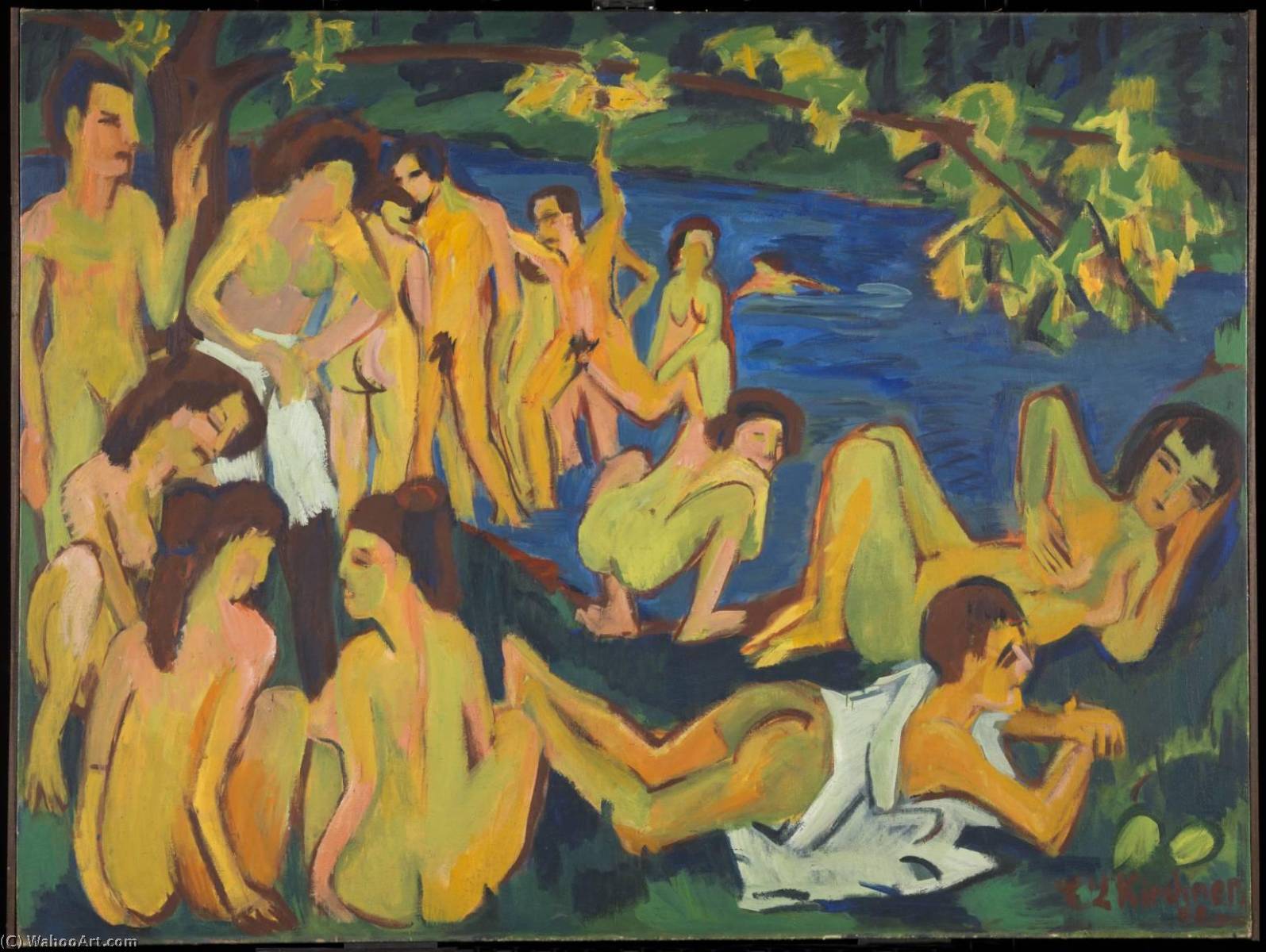 Wikioo.org - The Encyclopedia of Fine Arts - Painting, Artwork by Ernst Ludwig Kirchner - Bathers at Moritzburg