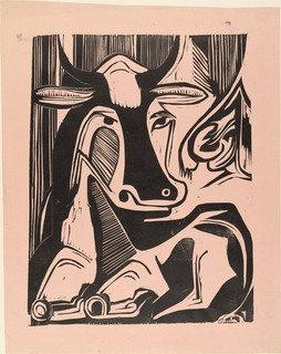 WikiOO.org – 美術百科全書 - 繪畫，作品 Ernst Ludwig Kirchner -  大 牛 斜倚 ( 格罗斯 liegende kuh )