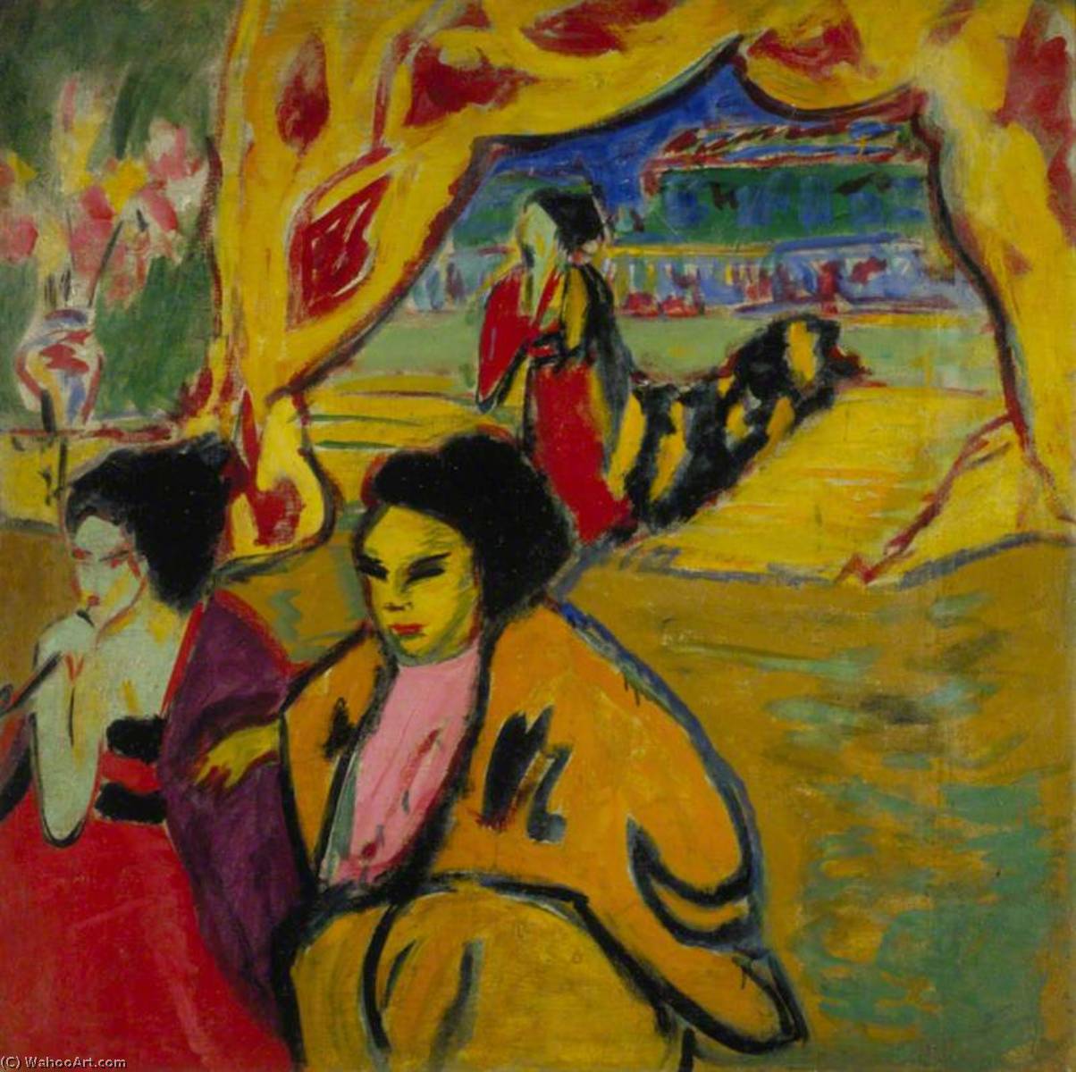 WikiOO.org - Encyclopedia of Fine Arts - Lukisan, Artwork Ernst Ludwig Kirchner - Japanisches Theater (Japanese Theatre)