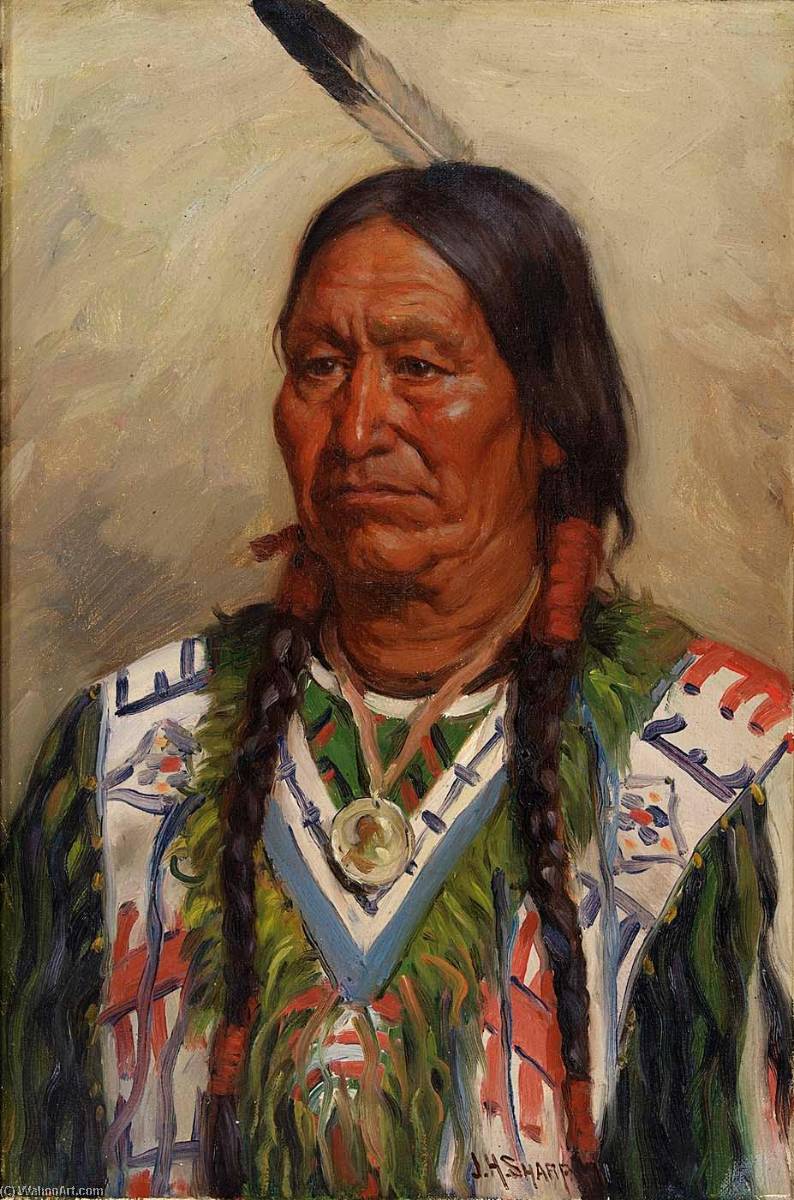 Wikioo.org - The Encyclopedia of Fine Arts - Painting, Artwork by Joseph Henry Sharp - Chief American Horse