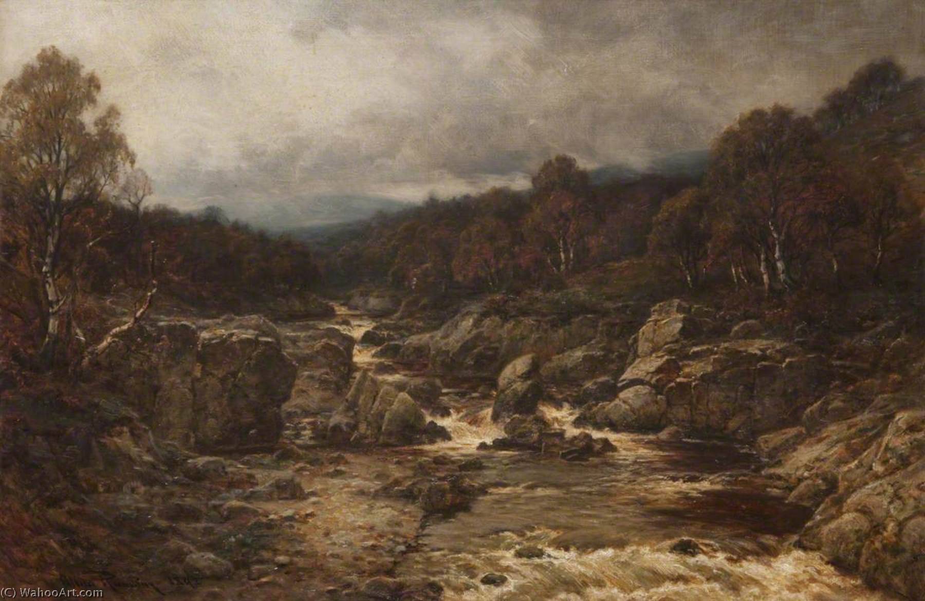 Wikioo.org - The Encyclopedia of Fine Arts - Painting, Artwork by Allan Ramsay - North Esk, Brig o' Mooran, Autumn