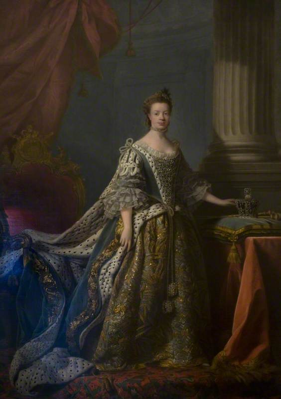 Wikioo.org - The Encyclopedia of Fine Arts - Painting, Artwork by Allan Ramsay - Queen Charlotte in Her Coronation Robes