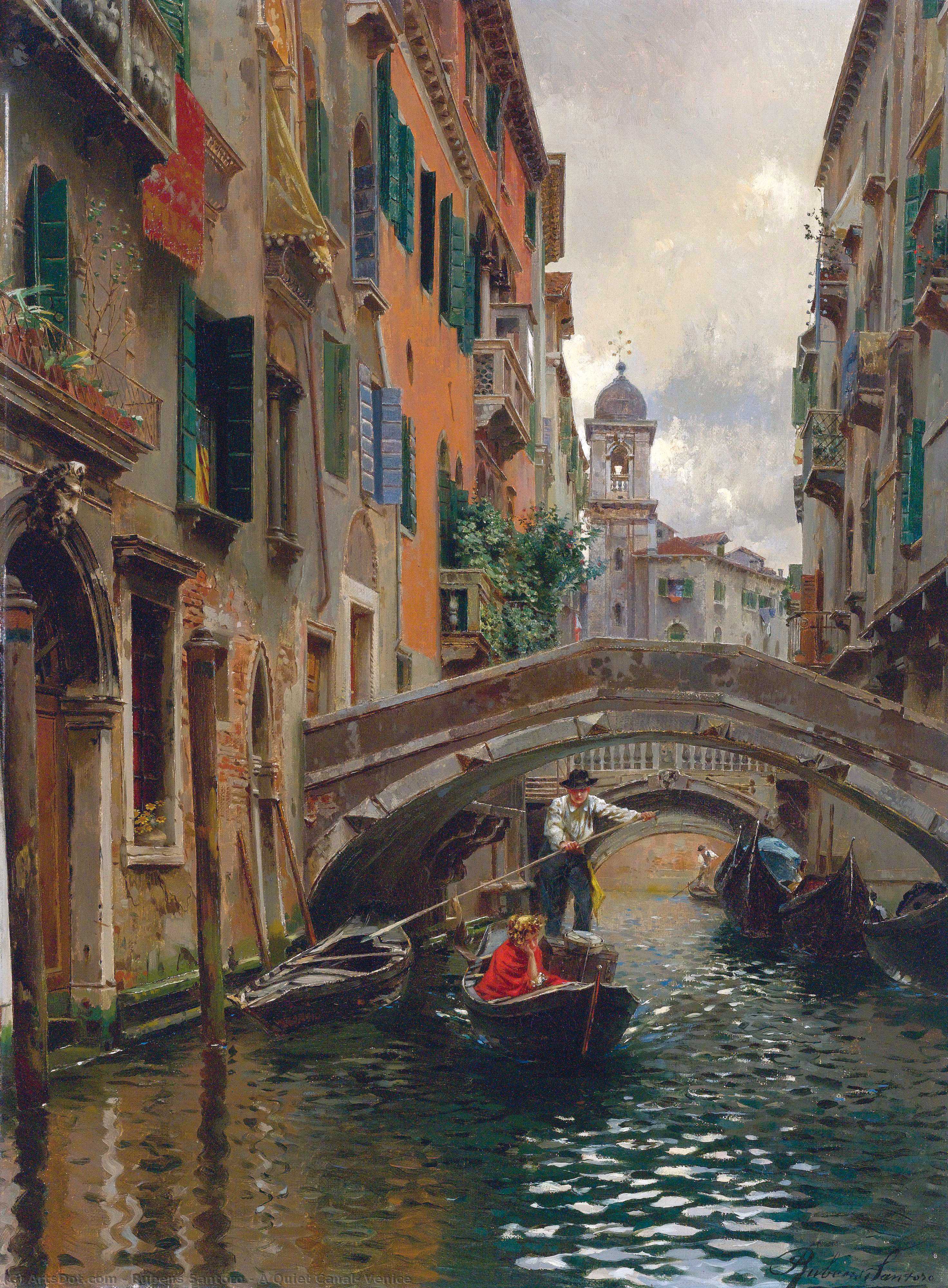 Wikioo.org - The Encyclopedia of Fine Arts - Painting, Artwork by Rubens Santoro - A Quiet Canal, Venice