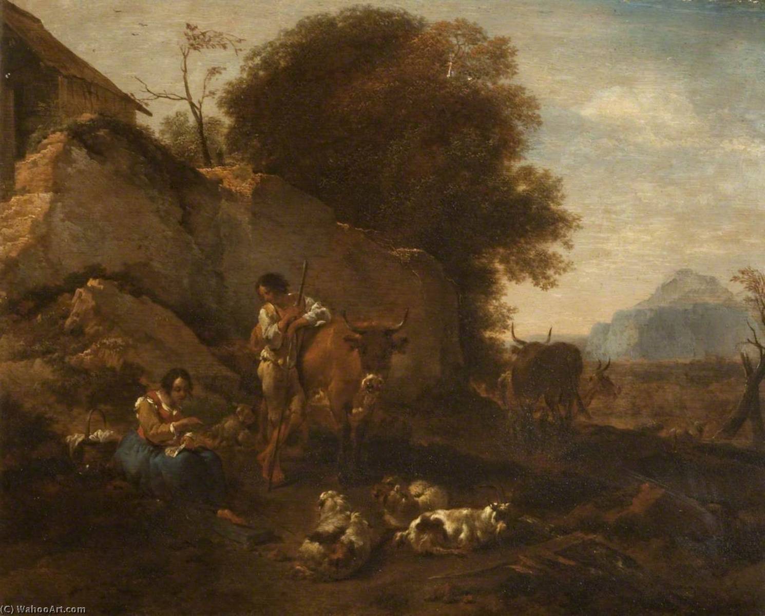 Wikioo.org – L'Enciclopedia delle Belle Arti - Pittura, Opere di Nicolaes Berchem - Paesaggio pastorale