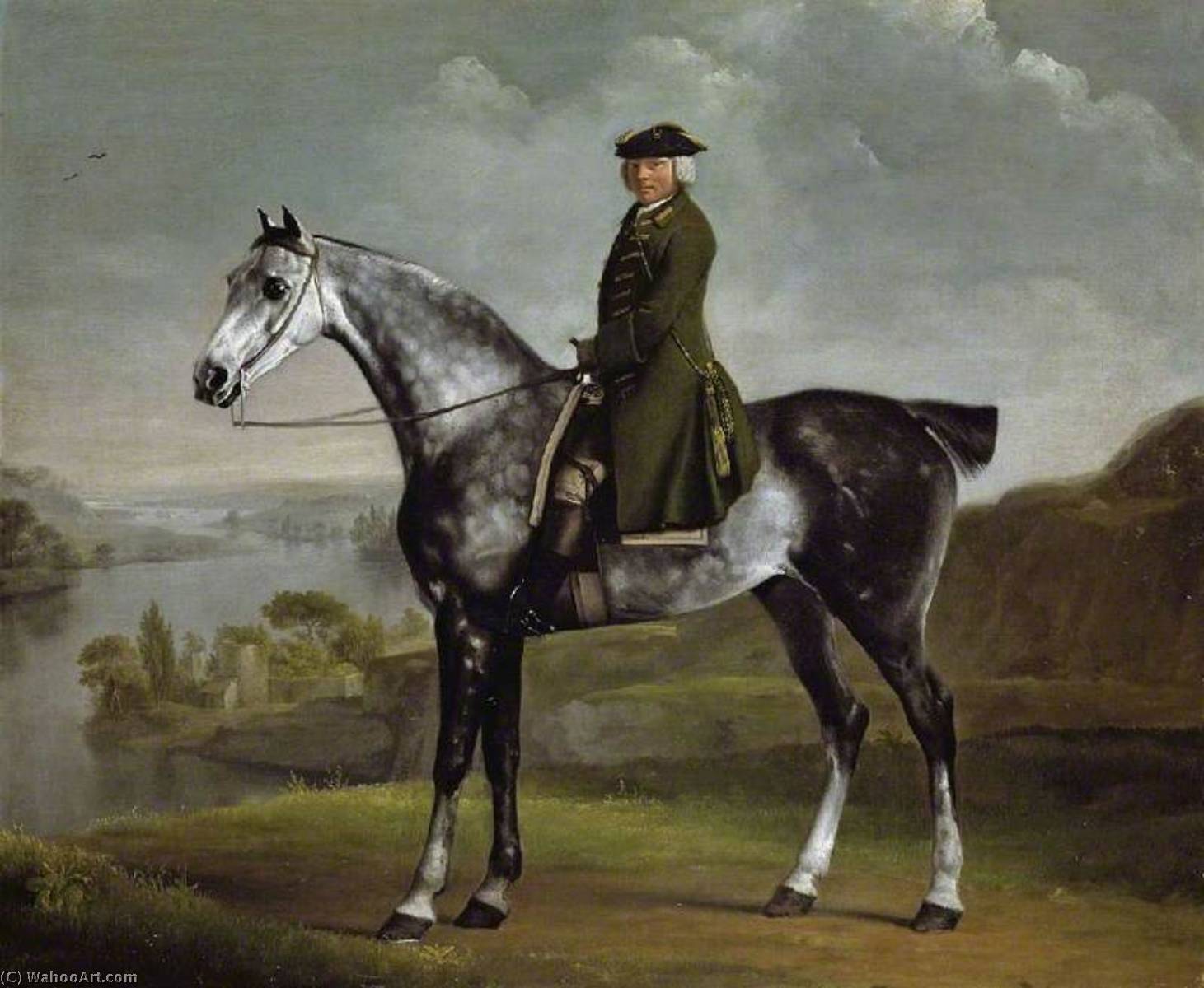 Wikioo.org - Bách khoa toàn thư về mỹ thuật - Vẽ tranh, Tác phẩm nghệ thuật George Stubbs - Joseph Smyth Esquire, Lieutenant of Whittlebury Forest, Northamptonshire, on a Dapple Grey Horse