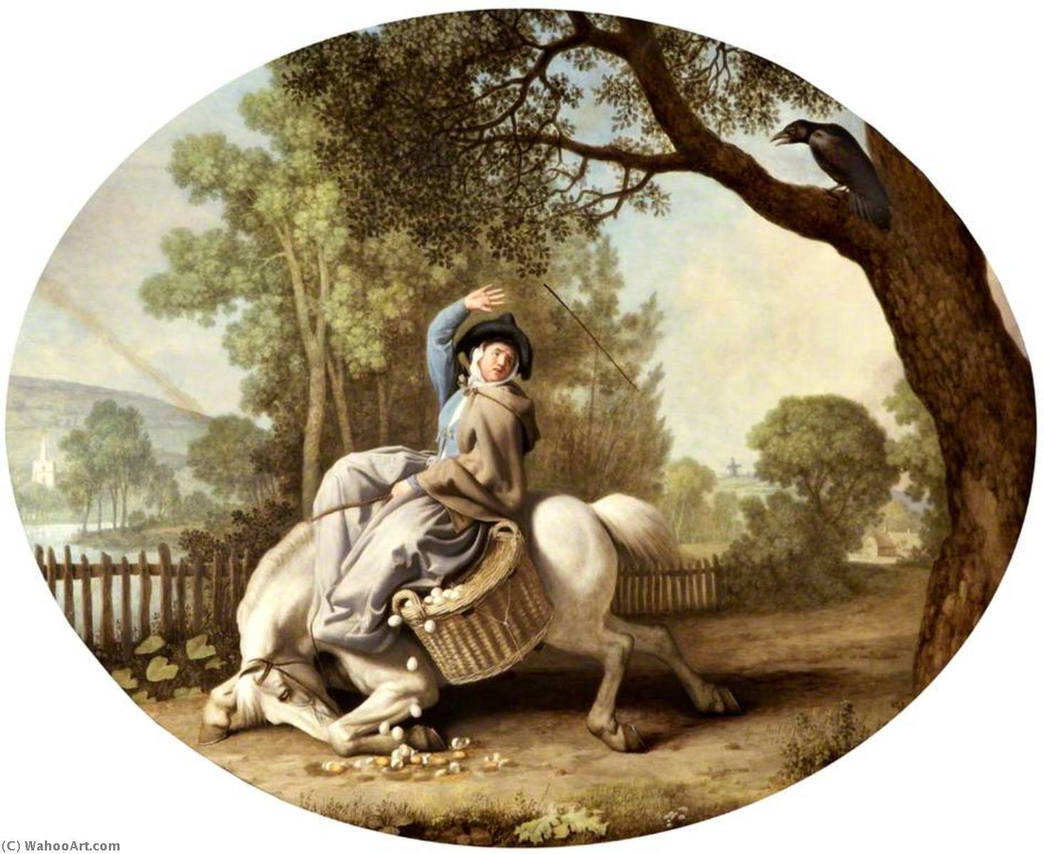 Wikioo.org - The Encyclopedia of Fine Arts - Painting, Artwork by George Stubbs - The Farmer's Wife and the Raven