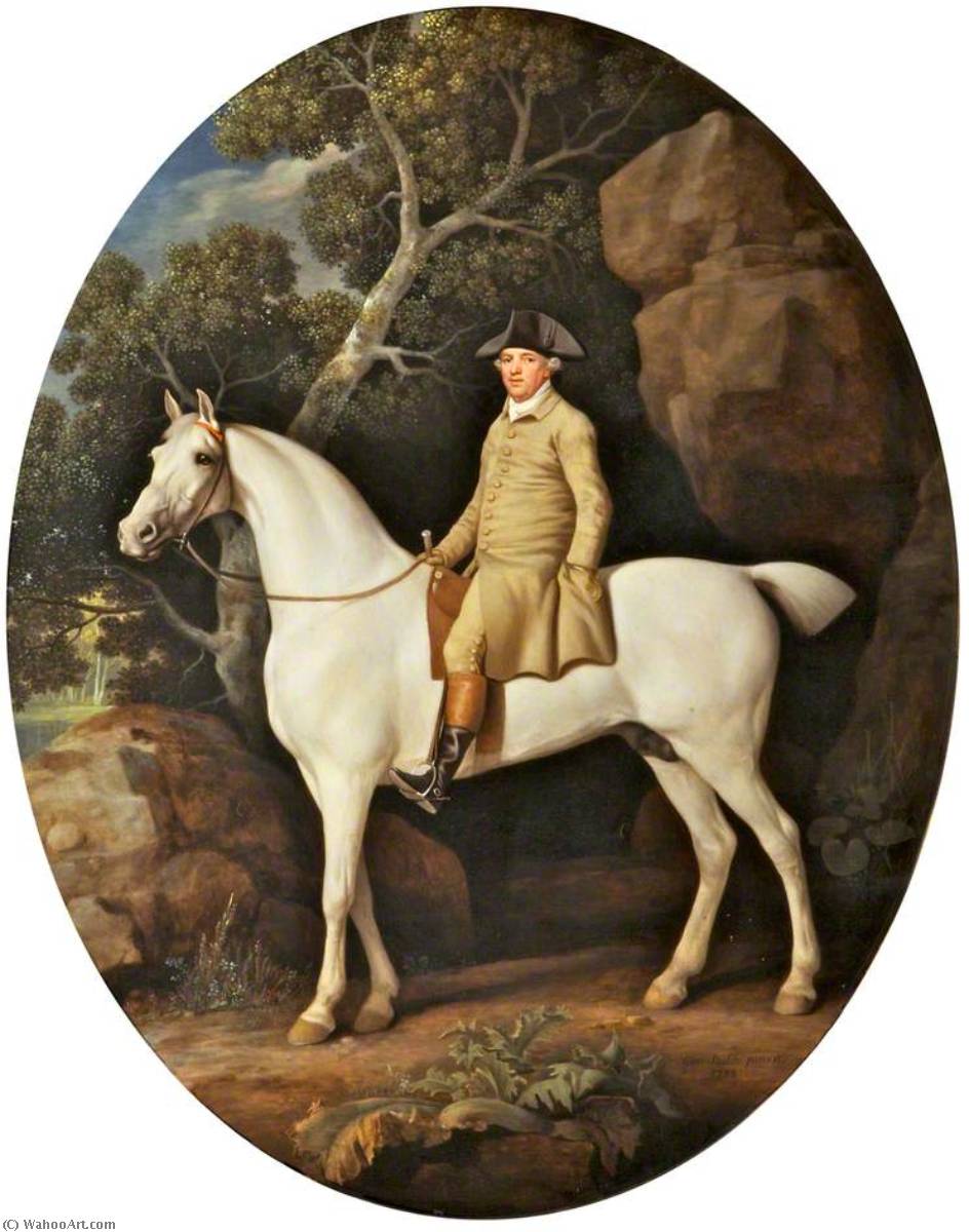 WikiOO.org - Encyclopedia of Fine Arts - Lukisan, Artwork George Stubbs - Self Portrait on a White Hunter