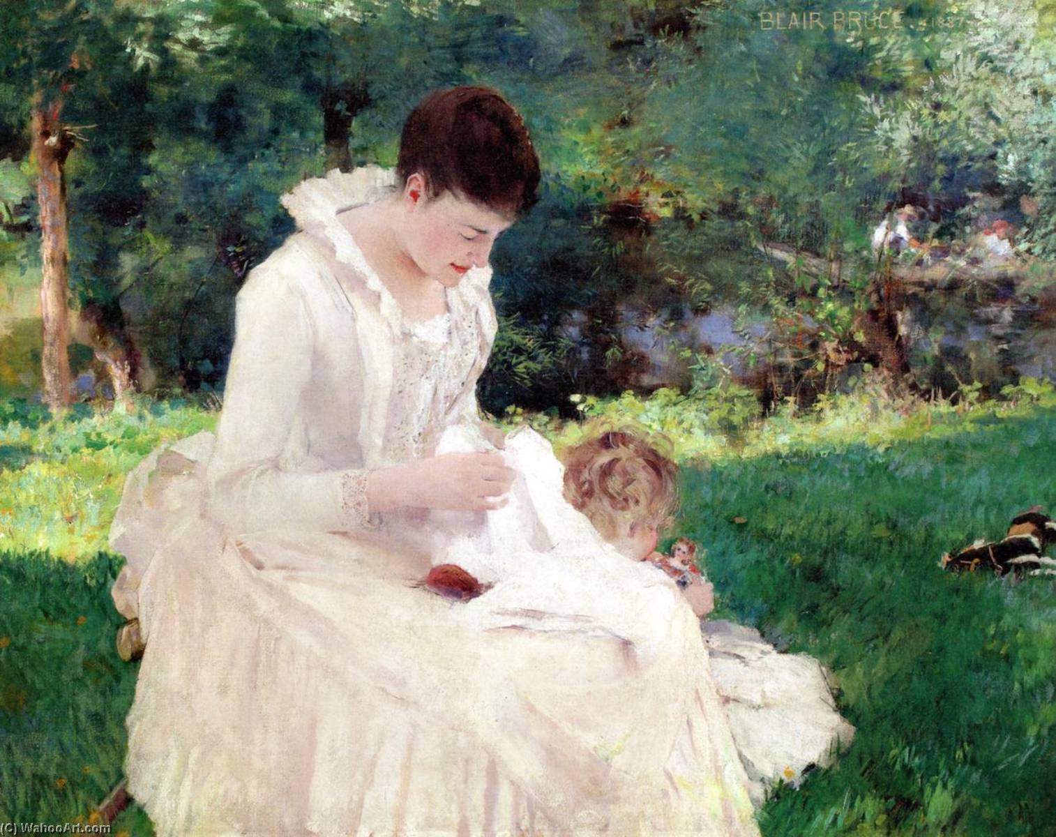 Wikioo.org - The Encyclopedia of Fine Arts - Painting, Artwork by William Blair Bruce - Mother and Child (Giverny)