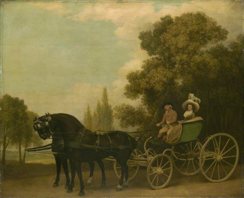 Wikioo.org - The Encyclopedia of Fine Arts - Painting, Artwork by George Stubbs - A Gentleman driving a Lady in a Phaeton