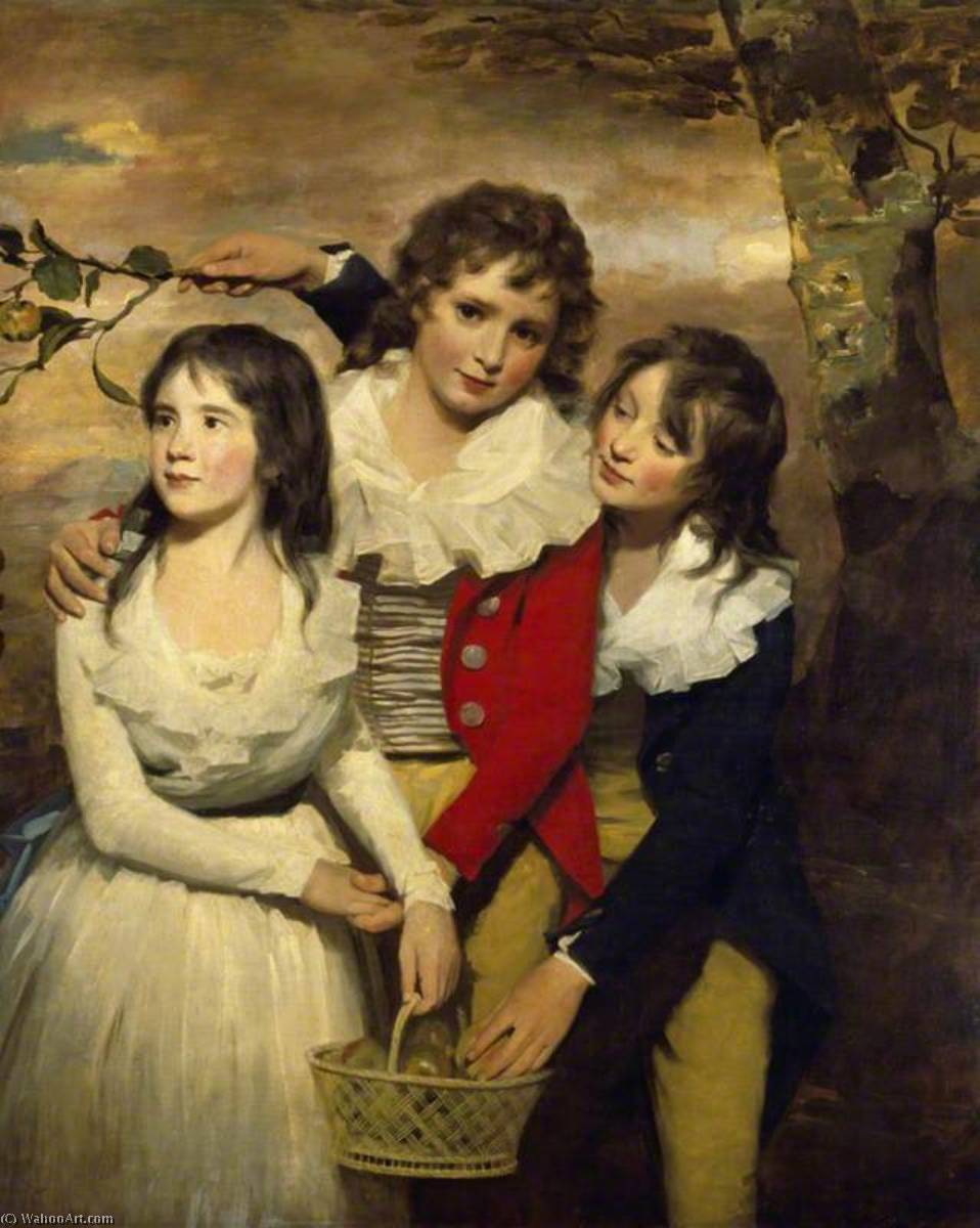 Wikioo.org - The Encyclopedia of Fine Arts - Painting, Artwork by Henry Raeburn Dobson - The Paterson Children Margaret (d.1845), George (1778–1846), and John (1778–1858)