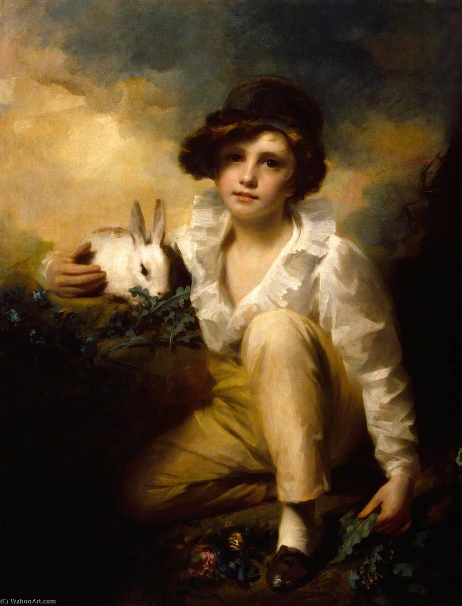 Wikioo.org - The Encyclopedia of Fine Arts - Painting, Artwork by Henry Raeburn Dobson - Boy and Rabbit