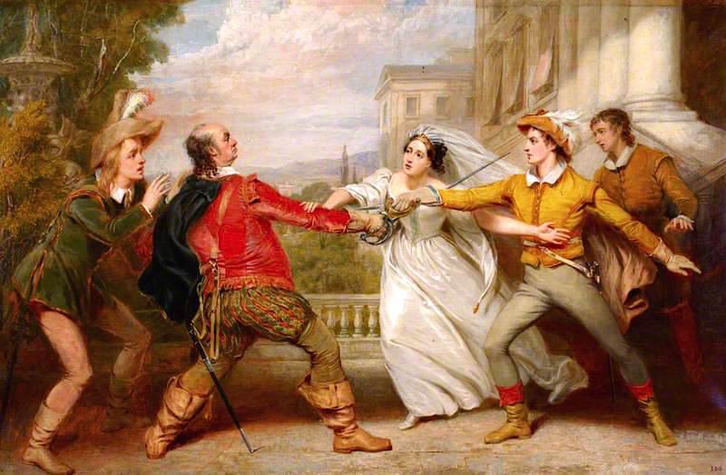 Wikioo.org - The Encyclopedia of Fine Arts - Painting, Artwork by George Clint - The Duel between Sir Toby and Sebastian
