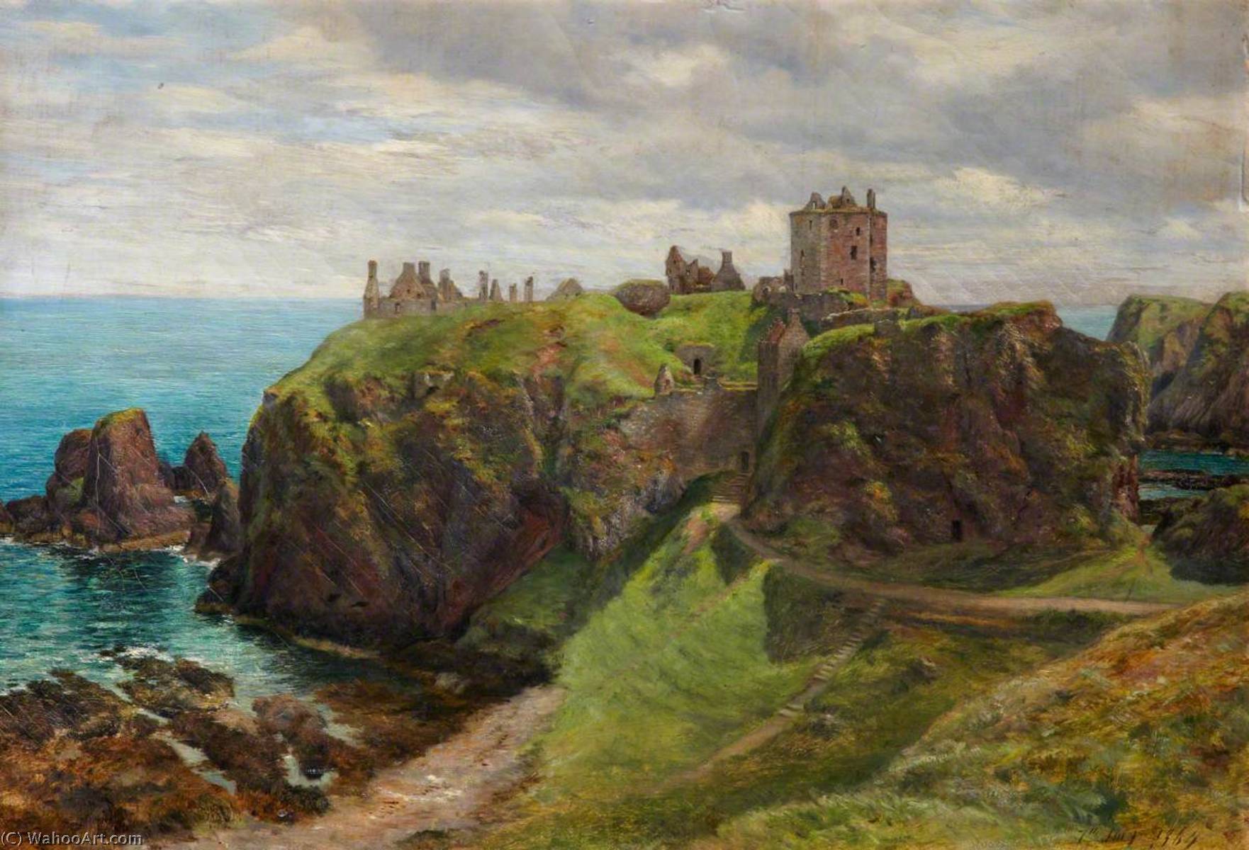 WikiOO.org - Encyclopedia of Fine Arts - Maleri, Artwork George Agnew Reid - Dunnotar Castle, Aberdeenshire