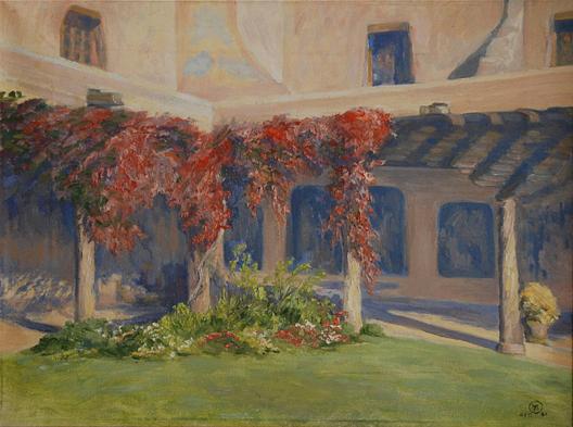 WikiOO.org - Enciklopedija dailės - Tapyba, meno kuriniai Mary Agnes Yerkes - Courtyard of the Fine Arts Museum, (painting)