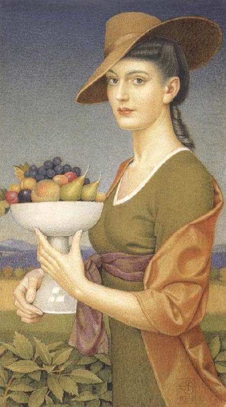WikiOO.org – 美術百科全書 - 繪畫，作品 Joseph Edward Southall - 一个 菜  的  水果