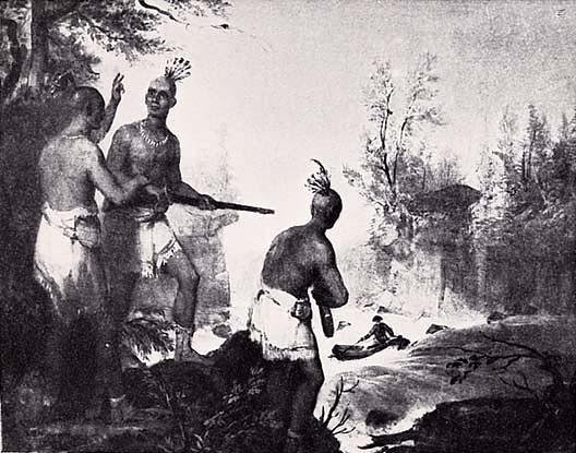 WikiOO.org - Enciclopédia das Belas Artes - Pintura, Arte por Asher Brown Durand - Escape of General Israel Putnam from the Indians, (painting)