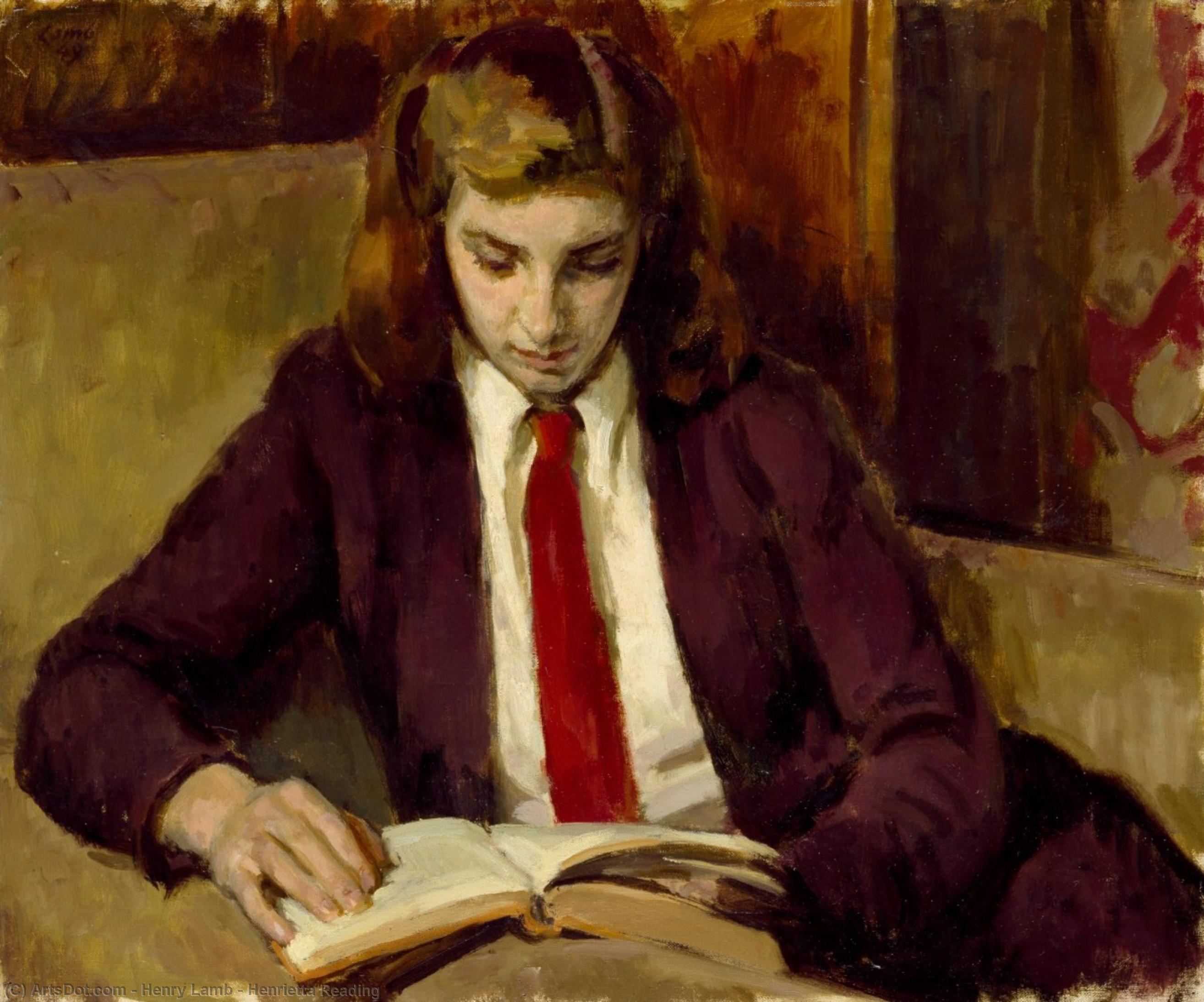 Wikioo.org - The Encyclopedia of Fine Arts - Painting, Artwork by Henry Lamb - Henrietta Reading