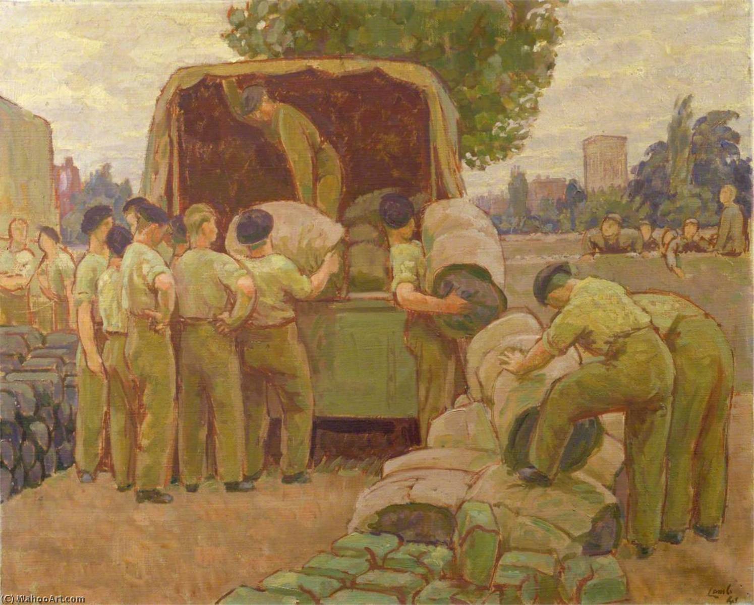 Wikioo.org - The Encyclopedia of Fine Arts - Painting, Artwork by Henry Lamb - Canadian Forces Reach Their Billets