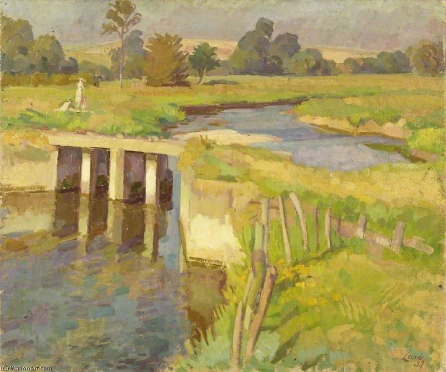 WikiOO.org - Encyclopedia of Fine Arts - Festés, Grafika Henry Lamb - The River Ebble, Wiltshire
