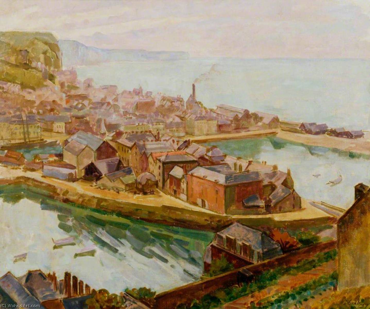 Wikioo.org - สารานุกรมวิจิตรศิลป์ - จิตรกรรม Henry Lamb - Fécamp Harbour