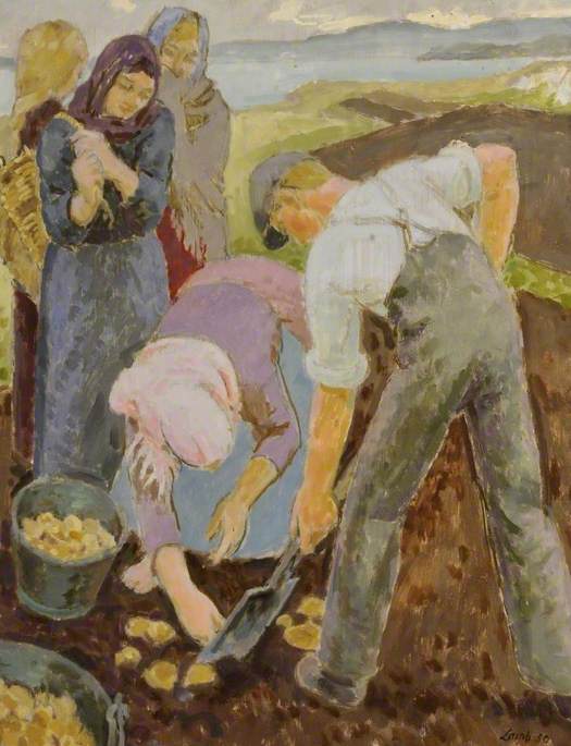 Wikioo.org – L'Encyclopédie des Beaux Arts - Peinture, Oeuvre de Henry Lamb - Donegal Pomme de terre Les cueilleurs