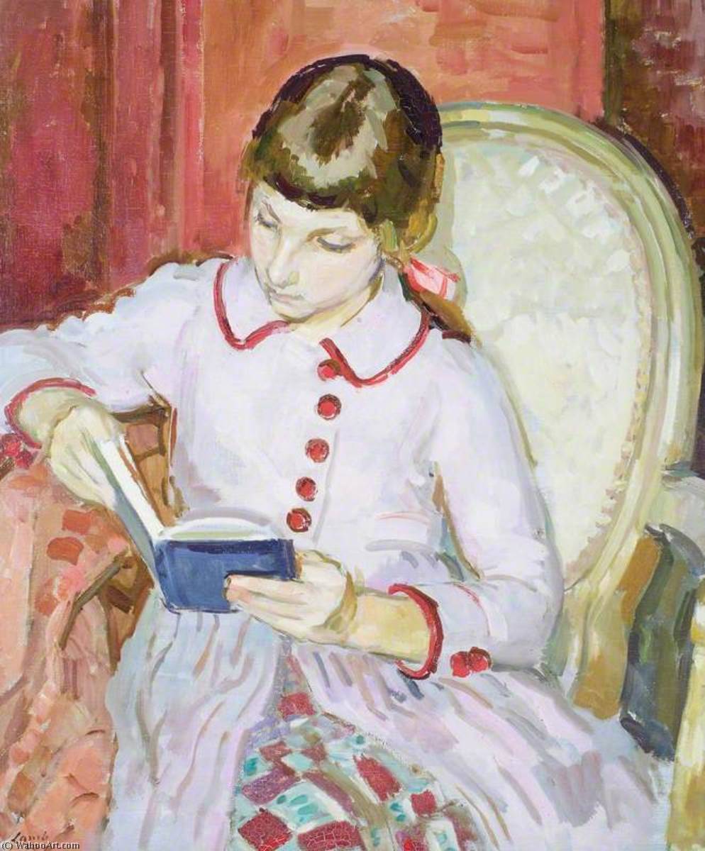Wikioo.org - The Encyclopedia of Fine Arts - Painting, Artwork by Henry Lamb - Girl Reading