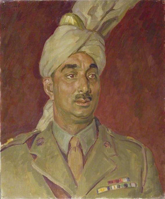 Wikioo.org - The Encyclopedia of Fine Arts - Painting, Artwork by Henry Lamb - Major Mahomed Akbar Khan, Commanding Officer, 29 Mule Coy, Royal Indian Army Service Corps