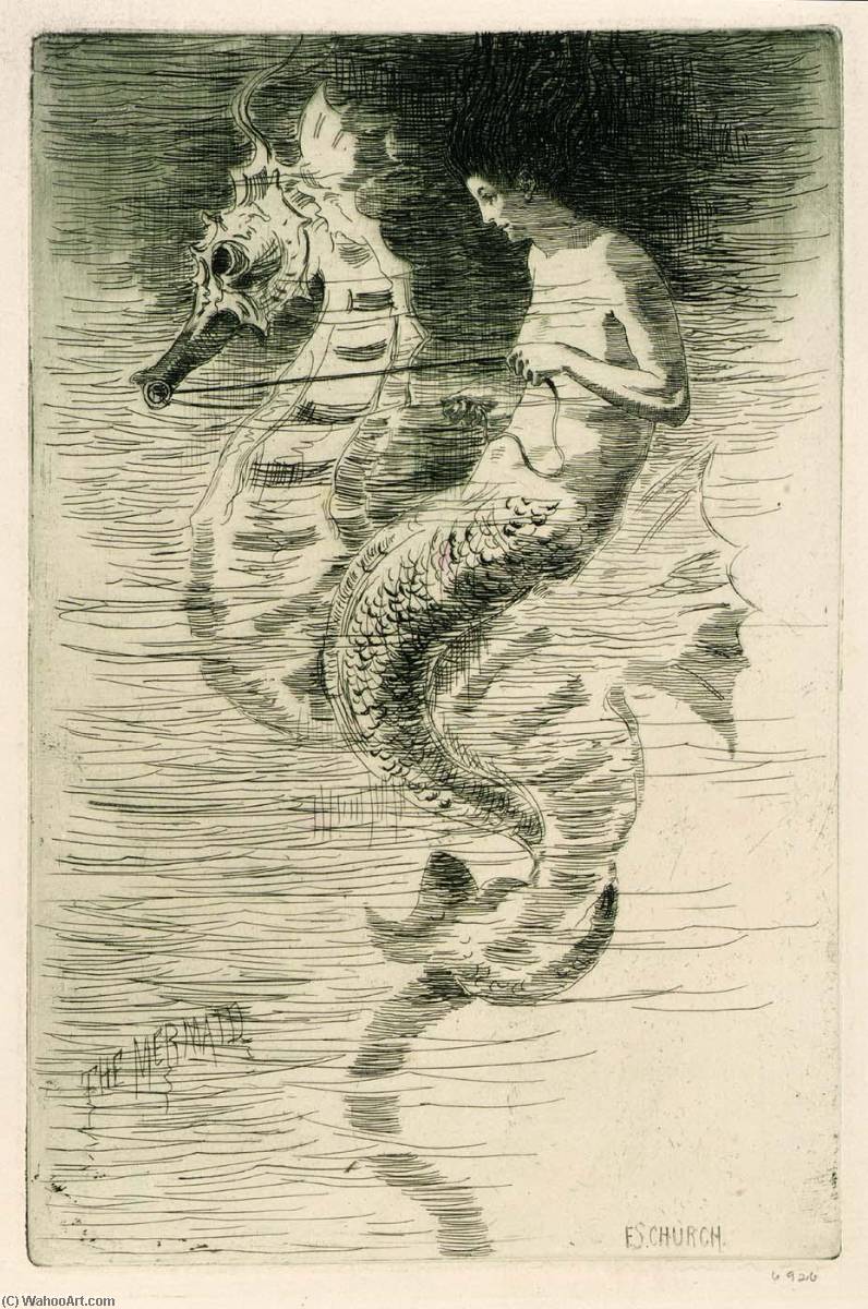 Wikioo.org – La Enciclopedia de las Bellas Artes - Pintura, Obras de arte de Frederick Stuart Church - la sirena