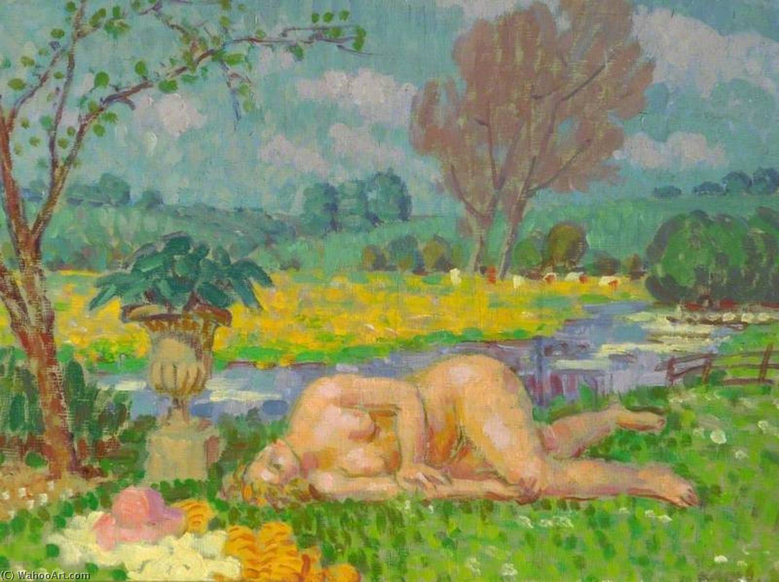 Wikioo.org - The Encyclopedia of Fine Arts - Painting, Artwork by Henry Lamb - The Garden, Coombe Bissett, Wiltshire