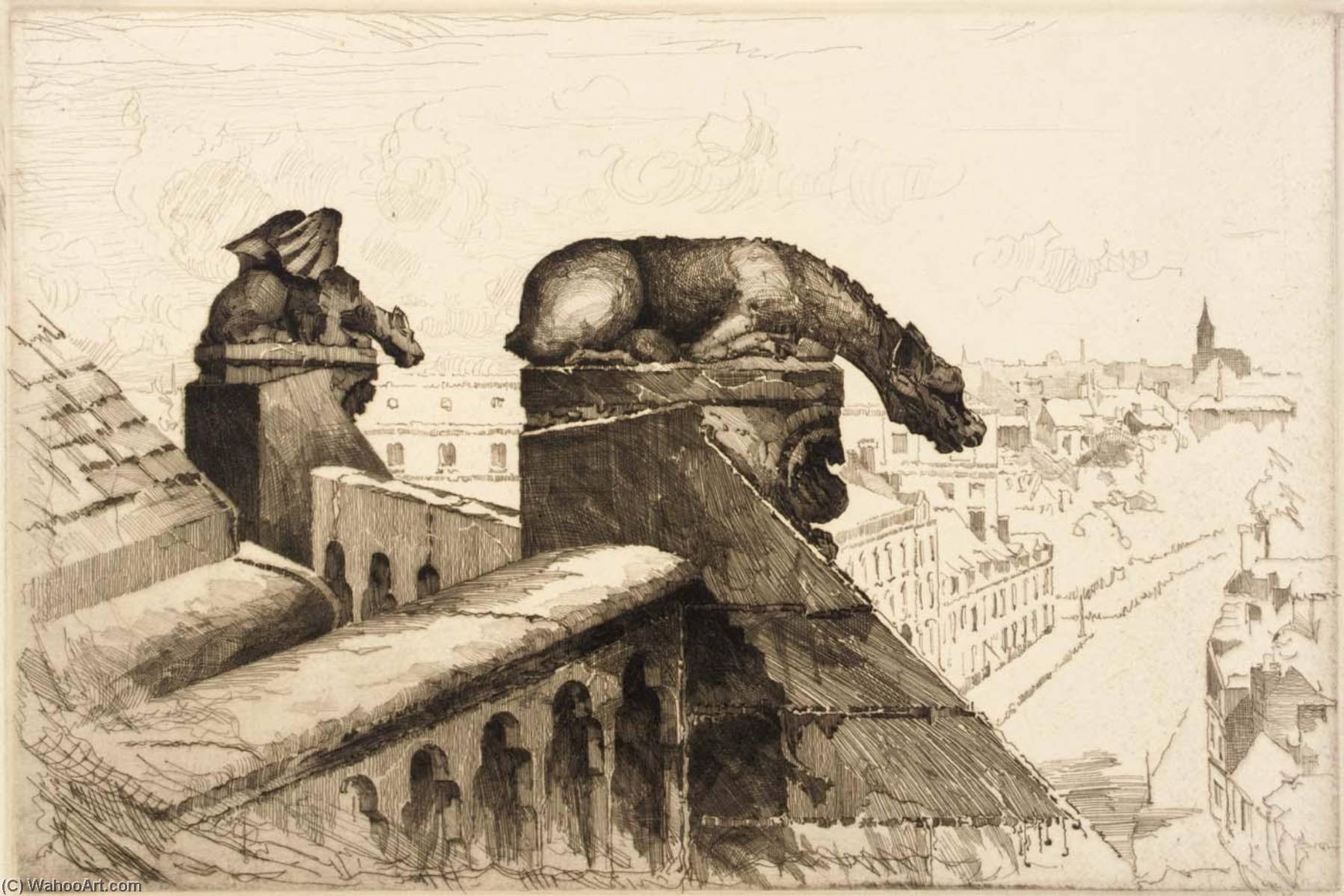 WikiOO.org - Encyclopedia of Fine Arts - Lukisan, Artwork John Taylor Arms - Guardians of the Spire, Amiens Cathedral (from series, Gargoyle)