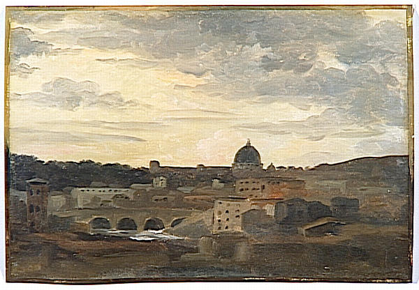 Wikioo.org - The Encyclopedia of Fine Arts - Painting, Artwork by Pierre Henri De Valenciennes - VUE DE ROME LE SOIR