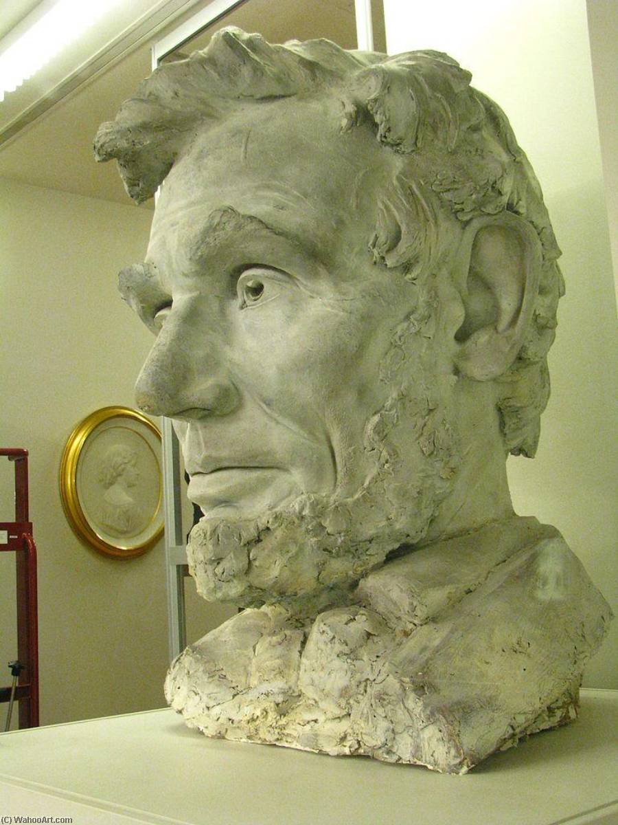 WikiOO.org - Encyclopedia of Fine Arts - Lukisan, Artwork Daniel Chester French - Head of Abraham Lincoln