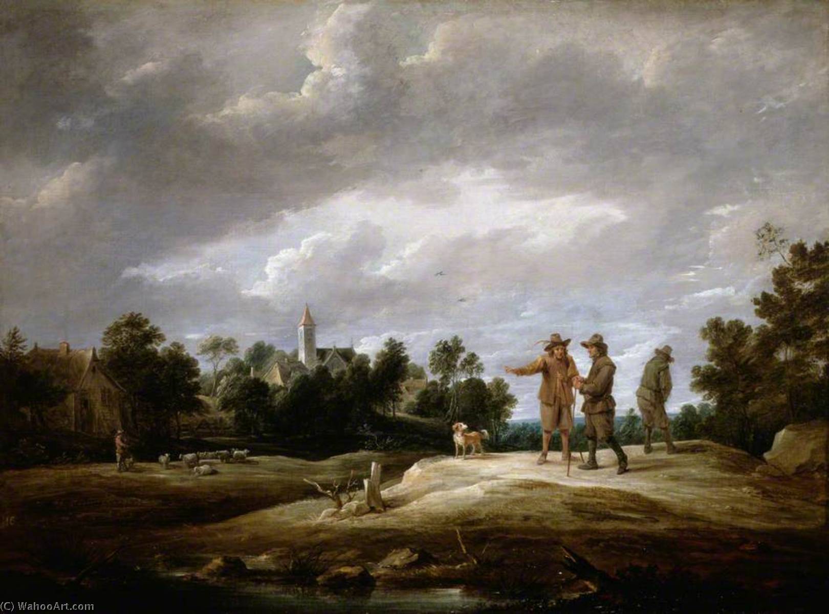 WikiOO.org - Enciklopedija dailės - Tapyba, meno kuriniai David The Younger Teniers - Peasants Conversing