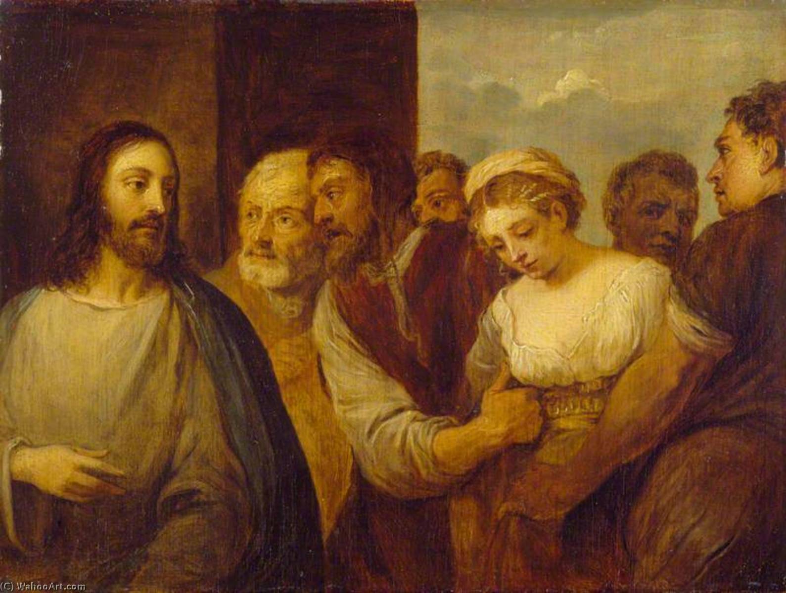 Wikioo.org - The Encyclopedia of Fine Arts - Painting, Artwork by David The Younger Teniers - The Woman Taken in Adultery (copy after Titian)