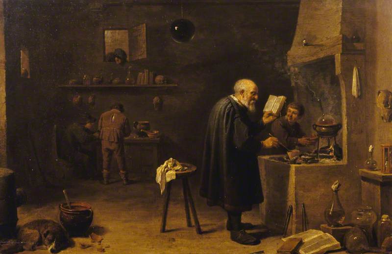 Wikioo.org - The Encyclopedia of Fine Arts - Painting, Artwork by David Teniers Ii Le Jeune - The Alchemist in His Laboratory