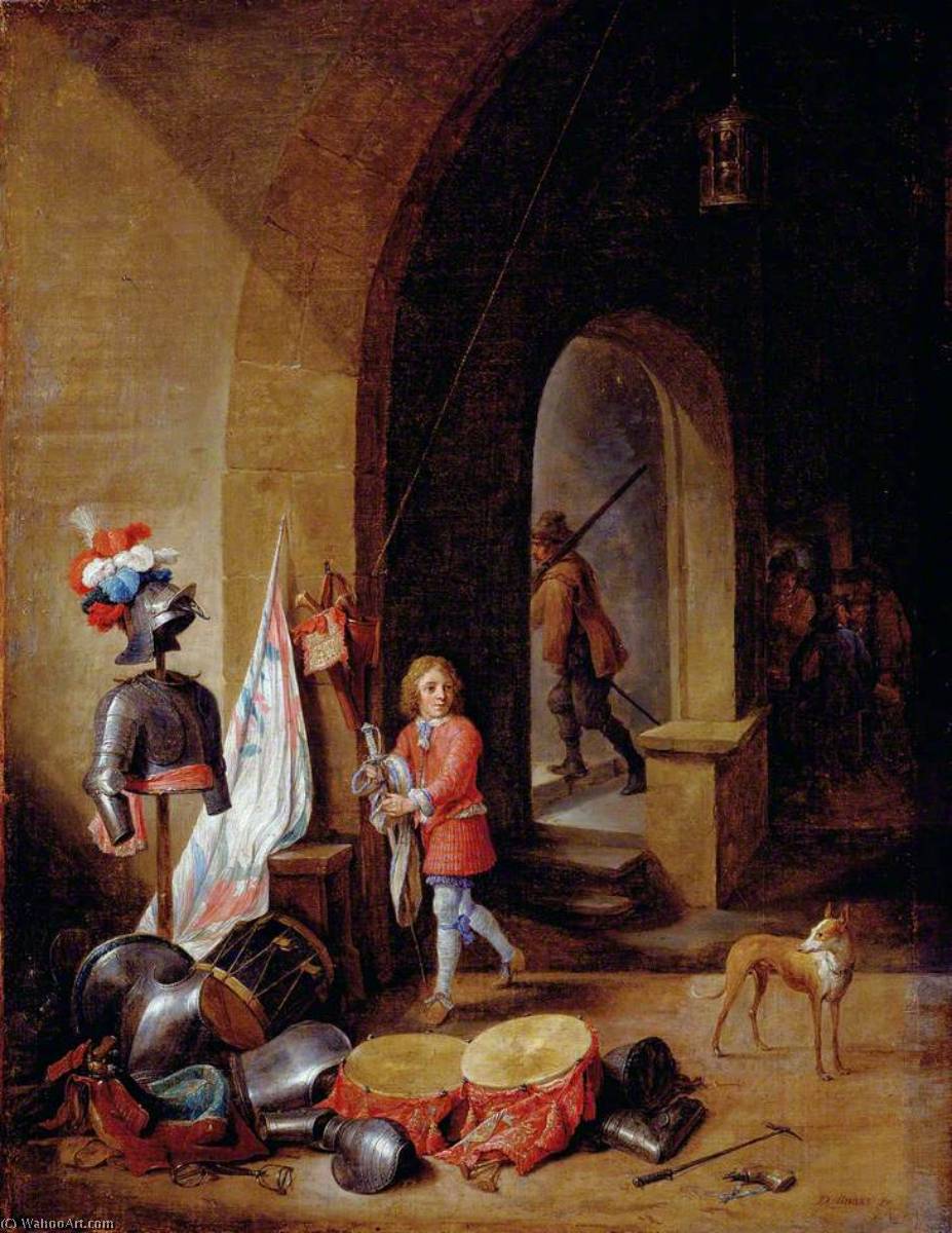 Wikioo.org - The Encyclopedia of Fine Arts - Painting, Artwork by David The Younger Teniers - A Guard Room