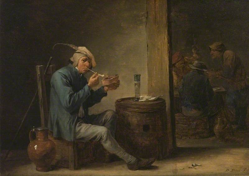 Wikioo.org - The Encyclopedia of Fine Arts - Painting, Artwork by David The Younger Teniers - Peasant Smoking in an Interior (Flemish Pastimes, Interior)