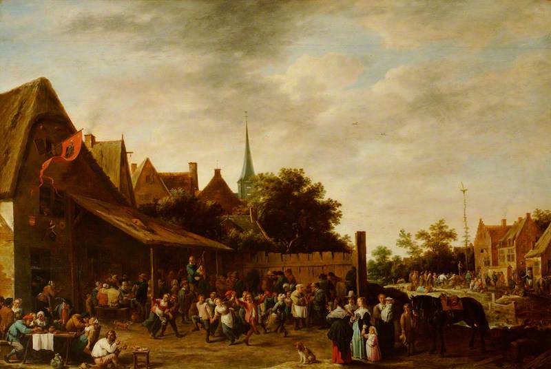 WikiOO.org - Εγκυκλοπαίδεια Καλών Τεχνών - Ζωγραφική, έργα τέχνης David The Younger Teniers - A Village Wake on St George's Day