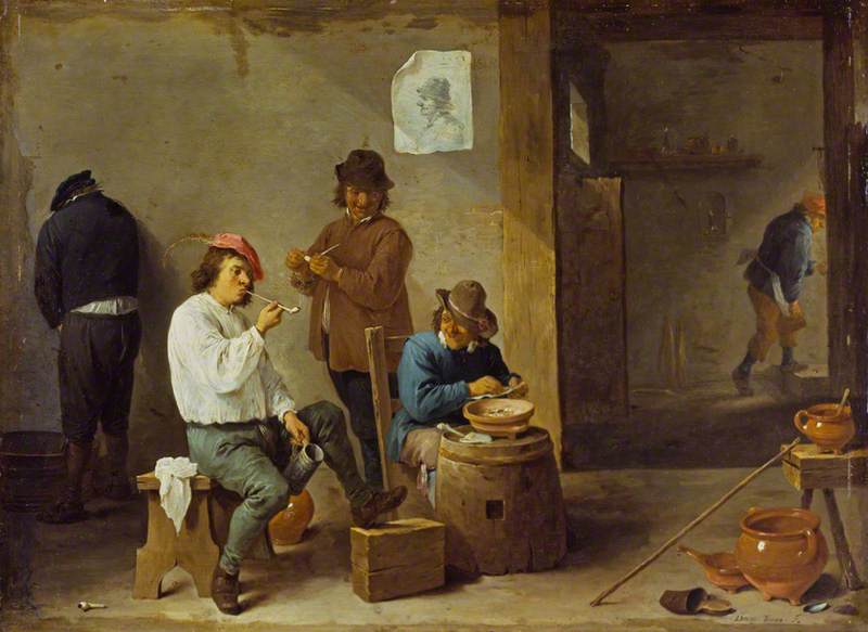Wikioo.org – La Enciclopedia de las Bellas Artes - Pintura, Obras de arte de David Teniers Ii Le Jeune - Los Fumadores