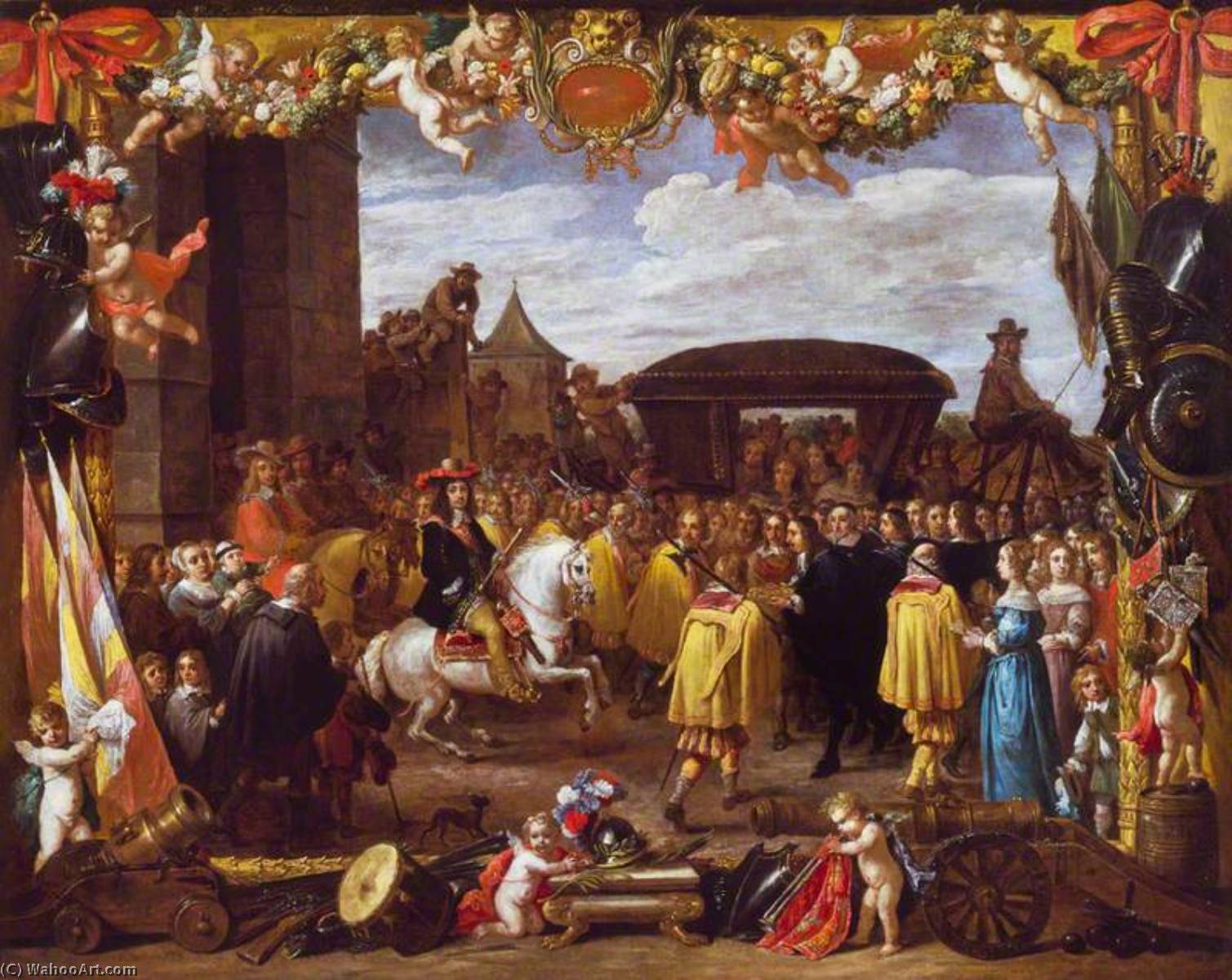WikiOO.org - Güzel Sanatlar Ansiklopedisi - Resim, Resimler David The Younger Teniers - The Entry of Don Juan of Austria into Brussels