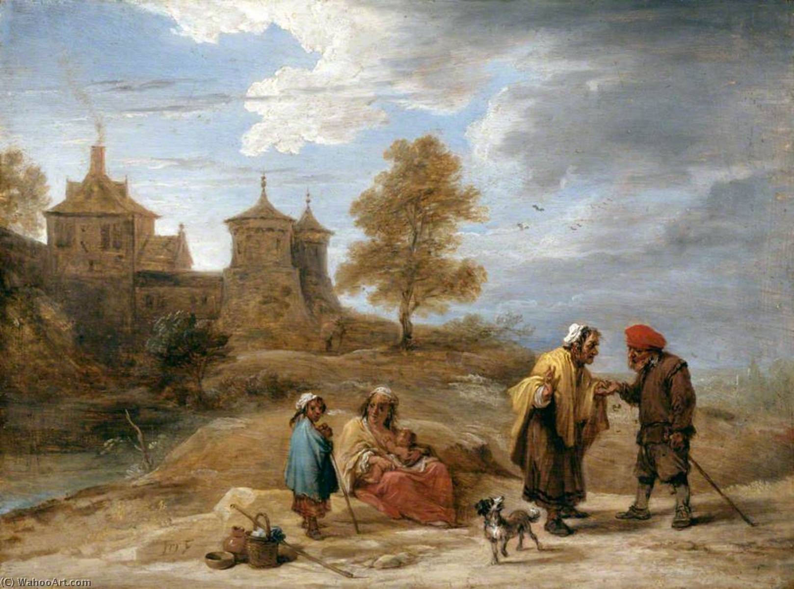 Wikioo.org - The Encyclopedia of Fine Arts - Painting, Artwork by David The Younger Teniers - Gypsies in a Landscape