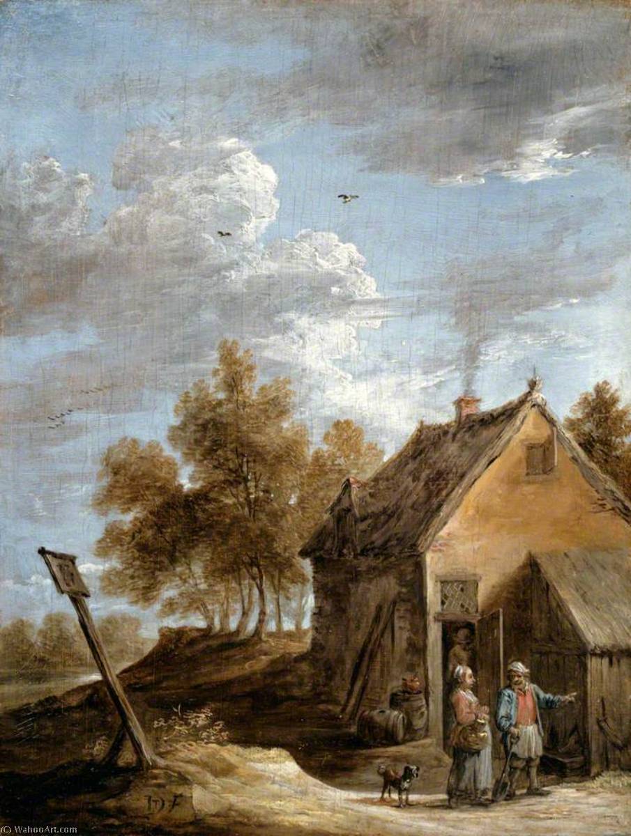 Wikioo.org - Bách khoa toàn thư về mỹ thuật - Vẽ tranh, Tác phẩm nghệ thuật David The Younger Teniers - A Cottage
