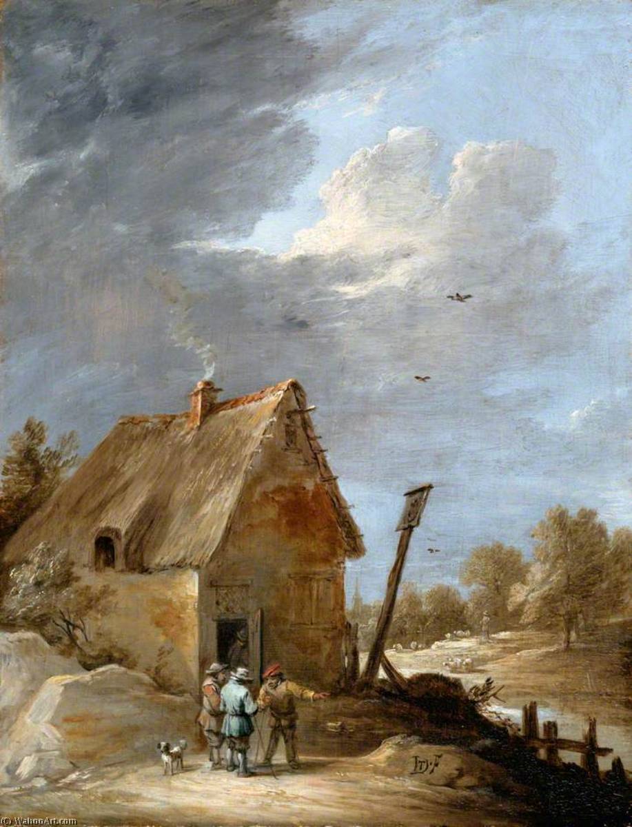 Wikioo.org - The Encyclopedia of Fine Arts - Painting, Artwork by David The Younger Teniers - A Road near a Cottage