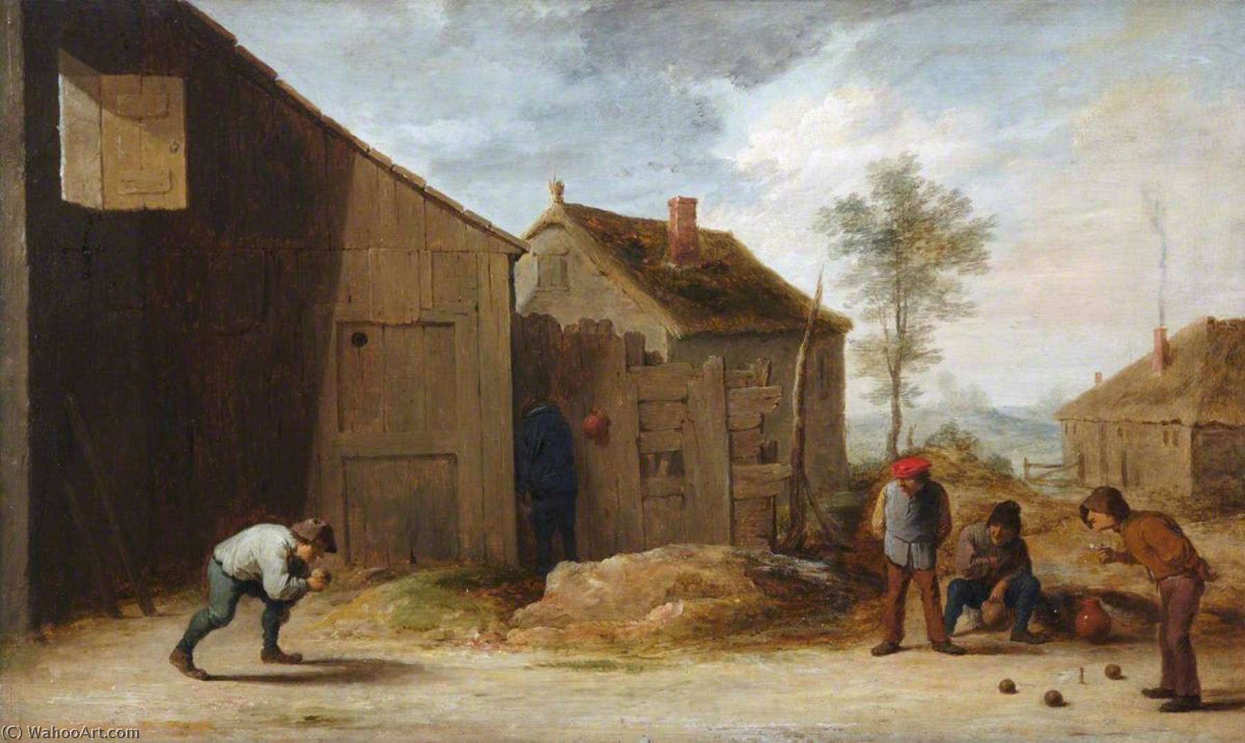 WikiOO.org - Енциклопедия за изящни изкуства - Живопис, Произведения на изкуството David The Younger Teniers - Peasants Playing Bowls